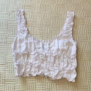 Zara White Ruffled Women's Top Size Small